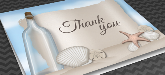 Beach Thank You Cards - Message from a Bottle