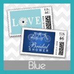 Blue Bridal Shower Postage Stamps
