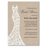 Bridal Shower Invitation - Beautiful Burlap