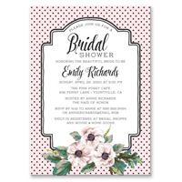 Bridal Shower Invitations - Retro Polka Dots & Flowers
