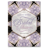 Purple Art Deco Glitter Bridal Shower Invitation