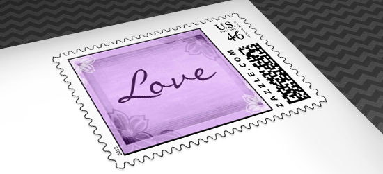Purple Bridal Shower Postage Stamps