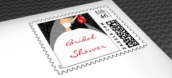 Red Bridal Shower Postage Stamps