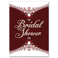 Royal Red White Lace Bridal Shower Invitation