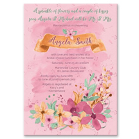 Watercolor Floral Bridal Shower Invite Orange Pink Mint