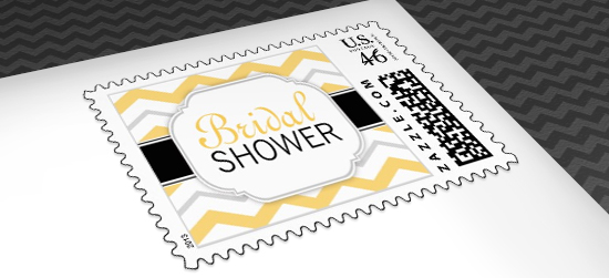 Yellow Bridal Shower Postage Stamps