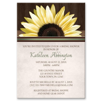 Bridal Shower Invitations - Country Sunflower Over Wood Rustic