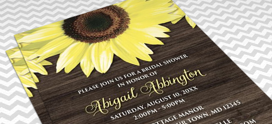 Rustic Bridal Shower Invitations - Sunflower and Wood