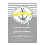 Yellow and Grey Nautical Bridal Shower Invitation
