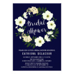 Yellow Anemone Floral Wreath Navy Bridal Shower Card