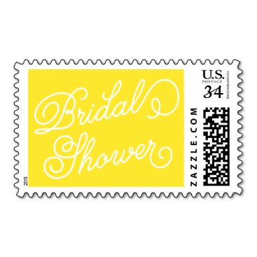 Yellow Elegant Script Bridal Shower Postage
