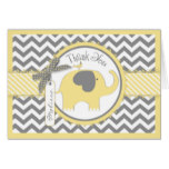 Yellow Elephant Bird Chevron Print Thank You Card