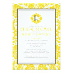 Yellow Monogram Damask Bridal Shower Invitations