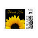 Yellow Sunflower Black Wedding Thank You Postage