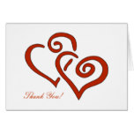 2 Intertwined Red Hearts Wedding Thank You Card