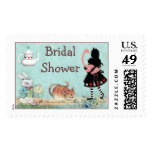 Alice and Flamingo Wonderland Bridal Shower Postage Stamp