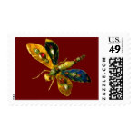 ANTIQUE DRAGONFLY JEWEL  red Postage