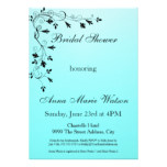 Aqua Floral Bridal Shower Invitation