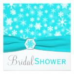 Aqua, White, Gray Snowflakes Bridal Shower Invite