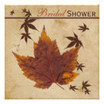 Autumn Leaves on FAUX Aged Paper Bridal Shower Card