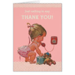 Baby Girl Ringing To Say Thank You Baby Shower Card