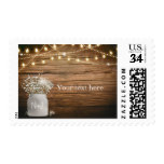Baby's Breath Floral in Rustic Mason Jar & Lights Postage Stamp