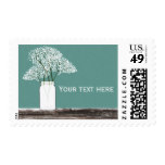 Baby's Breath in Mason Jar Rustic Postage Stamp