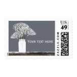 Baby's Breath Mason Jar Rustic Grey Postage Stamp