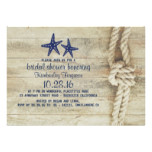 Beach Driftwood Nautical Navy Bridal Shower Card