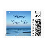 Beautiful Beach Sunset Sand Waves Wedding Postage Stamp