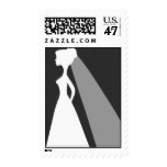 Beautiful Bride and Black Damask Pattern Postage Stamp