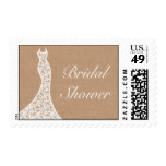 Beautiful Lace & Burlap Bridal Shower Stamp