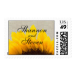 Beige Linen Sunflower Wedding Postage