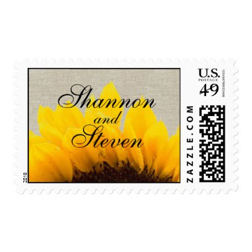 Beige Linen Sunflower Wedding Postage