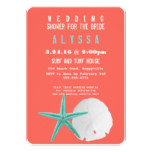 Big Starfish Sand Dollar Orange Bridal Shower Card