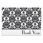 Black and White Damask Thank You Note Cards