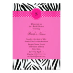 Black and White Zebra with Hot Pink Bridal Shower Card