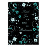 Black Floral Thank You Bridesmaid Card
