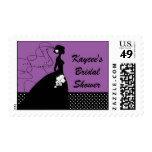 Black & Purple Bride Bridal Shower Postage Stamp
