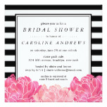 Black Stripe & Pink Peony Bridal Shower Card