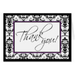 Black & White Damask with Purple Thank You Card
