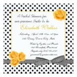 Black white polka dot yellow rose Bridal Shower Card