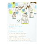 Blue and Green Birdcages Bridal Shower Invitation