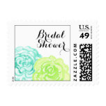 Blue and Green Watercolor Bridal Shower Postage