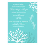 Blue Coral Reef Seahorse Bridal Shower Invitations