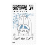 Blue Gray Save The Date Birdcage Wedding Postage