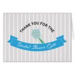 Blue & Grey Stripe Bridal Shower Thank You Card