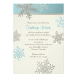 Blue Silver Ivory Snowflake Winter Bridal Shower Card