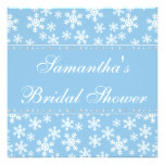 Blue Snowflakes Diamond Bridal Shower Invitations