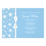 Blue Snowflakes White Bow Winter Bridal Shower Card
